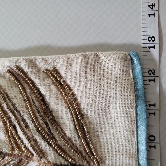 Beautiful Teal and Bronze Peacock Feather Tapestry - Picture 11 of 15